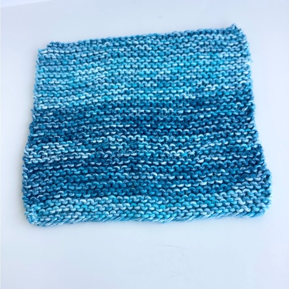 Baby Bib Set Hand Crafted Washcloth Blue Cotton Knit Anchor - Picture 6 of 12